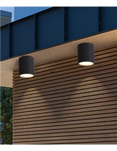 Plafón de exterior Porto - Iberlamp - Diseño cilíndrico antracita