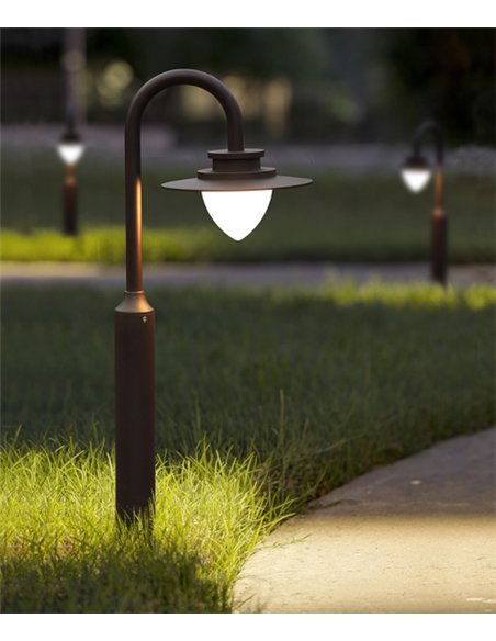Baliza de exterior Calais - Iberlamp - Lámpara marrón LED