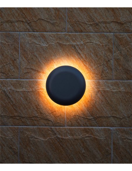 Aplique de pared de exterior Ova - Iberlamp - Lámpara minimalista redonda, Ø 19 cm