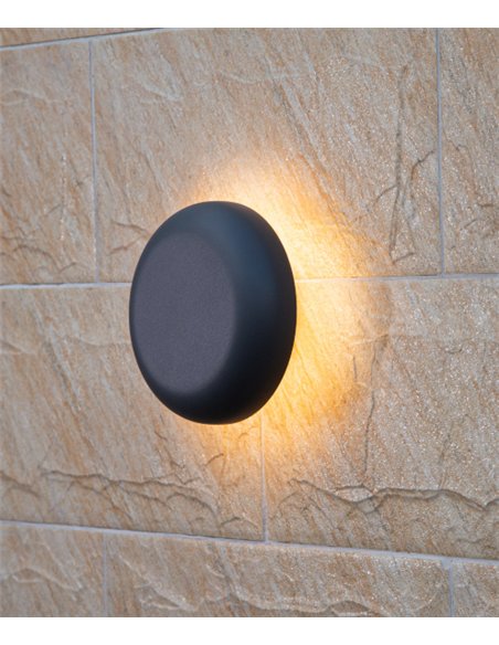 Aplique de pared de exterior Ova - Iberlamp - Lámpara minimalista redonda, Ø 19 cm