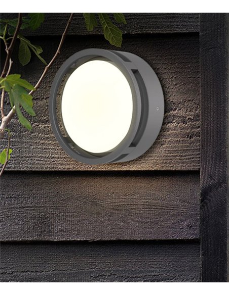 Lámpara de pared/techo de exterior Alhambra - Iberlamp - Lámpara redonda antracita, Ø 24 cm