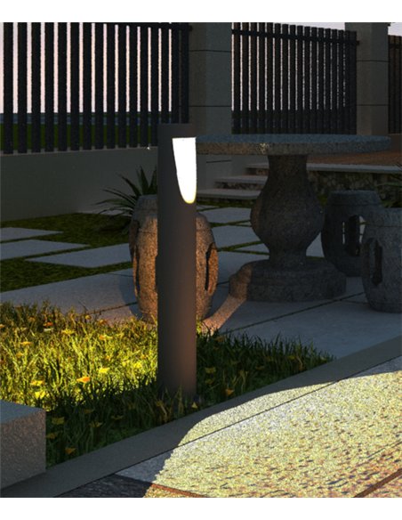 Baliza de exterior Bot - Iberlamp - Diseño antracita, altura: 82 cm