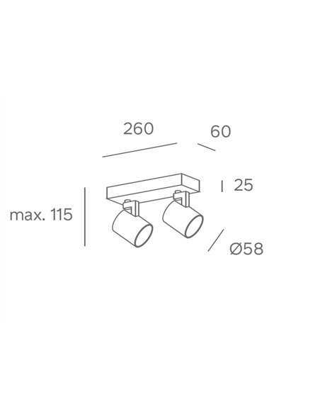 Foco de techo Kaplan - FORLIGHT - Lámpara orientable con 2 luces