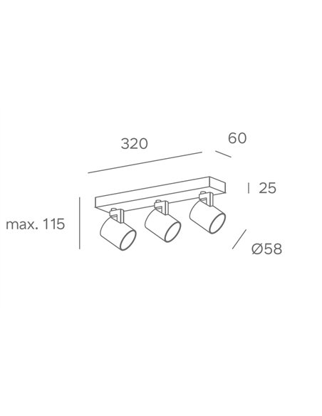 Foco de techo Kaplan - FORLIGHT - Lámpara lineal orientable con 3 luces