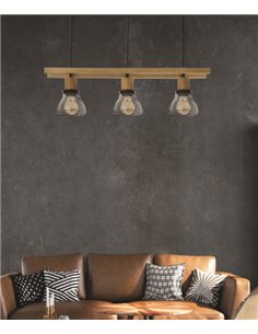 Lámpara colgante Galywood - IDP Lampshades - Lámpara lineal de madera y cristal