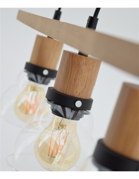 Lámpara colgante Galywood - IDP Lampshades - Lámpara lineal de madera y cristal