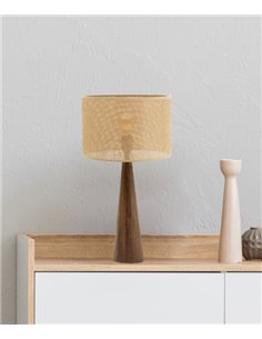 Lámpara de mesa Honorine - IDP Lampshades - Diseño madera y jute