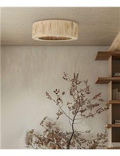 Plafón de techo Gareth - IDP Lampshades - Lámpara de rafia boho chic