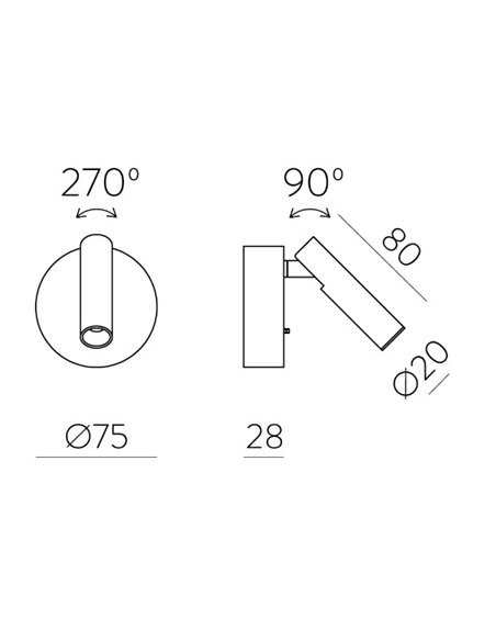 rev-Aplique de pared Atria – ACB – Superficie, Lámpara de lectura, Cabezal orientable, Negro/Níquel 