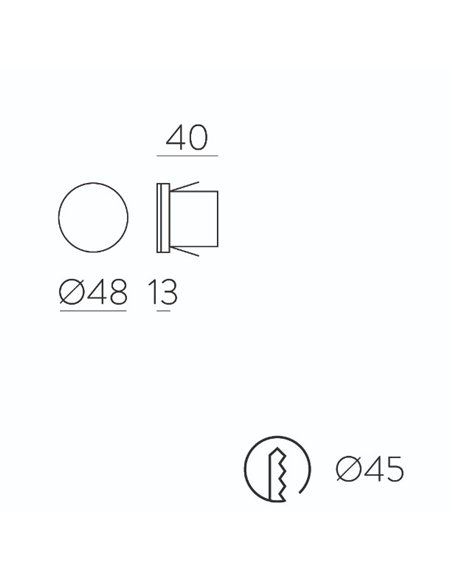 Empotrable de pared Miura – ACB – Aluminio blanco, LED 3000K, Ø 4.8 cm