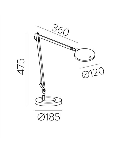 Lámpara de escritorio Luxa - ACB - Lámpara orientable negra, LED regulable