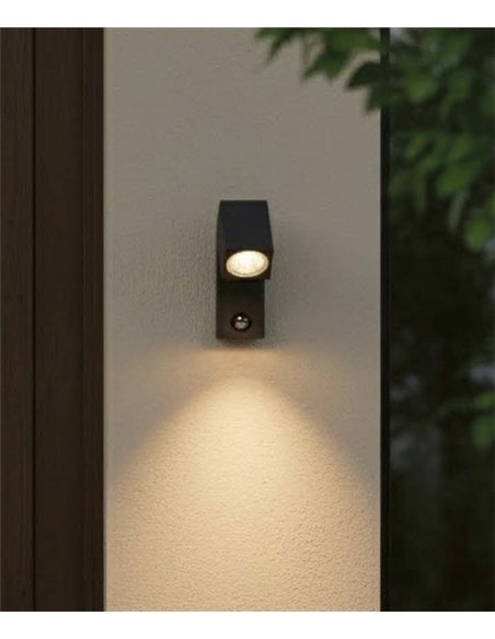 Aplique de pared para exterior Cala - ACB Lámpara de pared gris, Sensor de movimiento