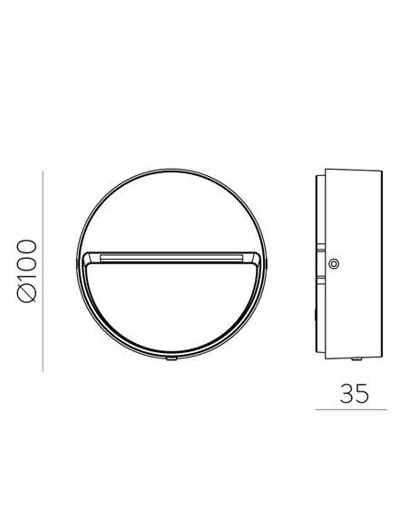 rev-Aplique de pared exterior Spica - ACB - Lámpara circular LED con luz descendente para caminos y fachadas