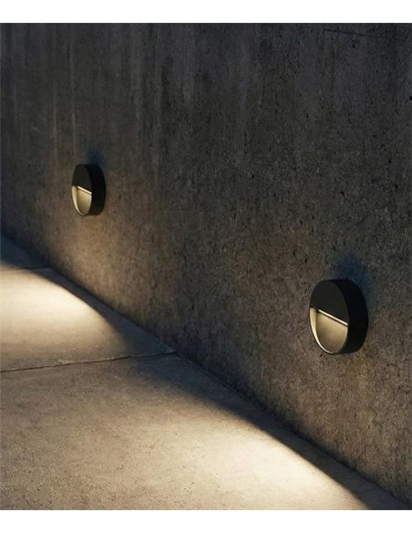 rev-Aplique de pared exterior Spica - ACB - Lámpara circular LED con luz descendente para caminos y fachadas