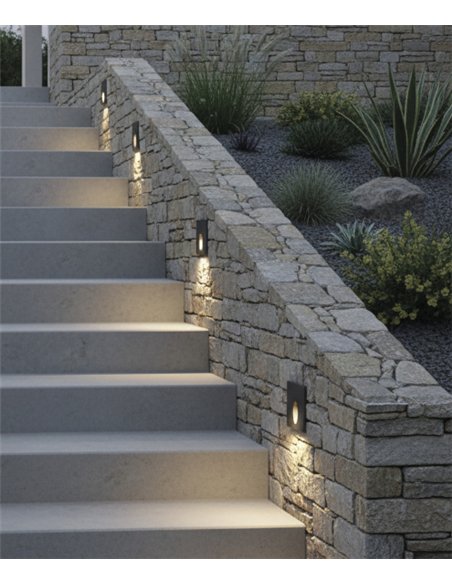 rev-Foco empotrable de exterior Virgo - ACB - Lámpara para iluminar escaleras, diseño cuadrado antracita
