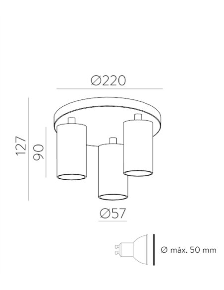 Plafón de techo Gina - ACB - Focos orientables GU10