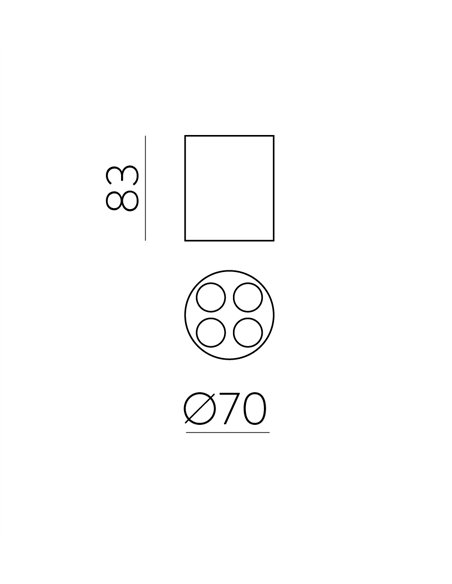 Foco de techo Invisible - ACB - Lámpara de superficie LED cilíndrico multipunto