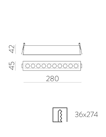 Empotrable de techo Invisible - ACB - Foco LED lineal empotrado