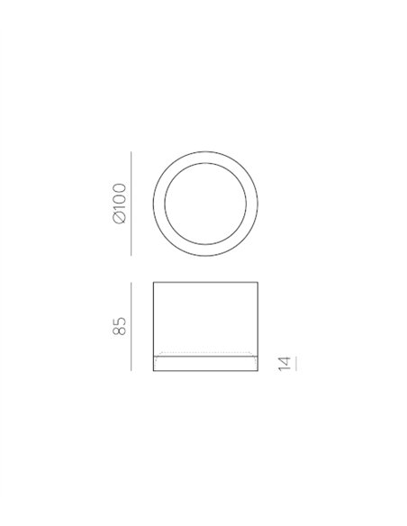 Plafón de techo Tech - ACB - Plafón LED técnico cilíndrico