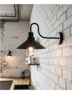 Aplique de pared de exterior Tours - ACB - Diseño industrial retro negro