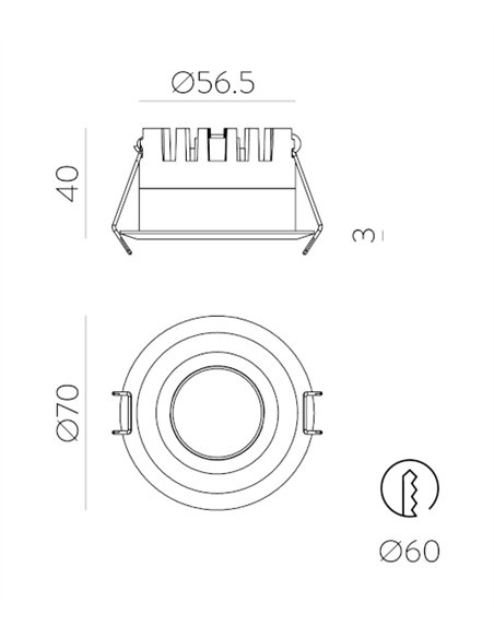 Downlight de techo Short - ACB - Foco empotrable LED moderno