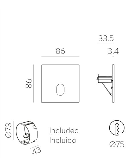 Empotrable de pared Sign Oval - ACB - Lámpara LED de señalización
