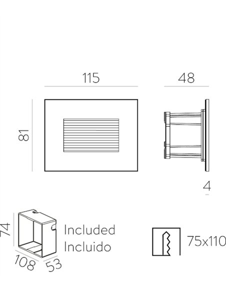 Empotrable de pared de exterior Solis - ACB - Lámpara LED de señalización