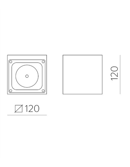 Plafón de techo para exterior Hamal - ACB - Diseño cúbico minimalista LED