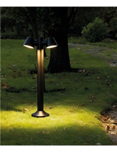 Lámpara baliza de exterior Cone – FORLIGHT – Lámpara negra con 1 o 2 focos, GU10 IP54, Altura: 80 cm