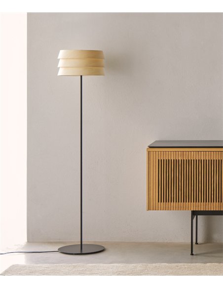 Lámpara de pie Sussex - Punt Mobles - Pantalla de madera, altura: 140 cm