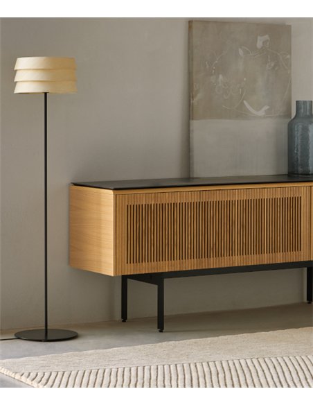 Lámpara de pie Sussex - Punt Mobles - Pantalla de madera, altura: 140 cm