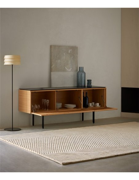 Lámpara de pie Sussex - Punt Mobles - Pantalla de madera, altura: 140 cm