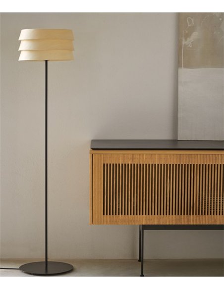 Lámpara de pie Sussex - Punt Mobles - Pantalla de madera, altura: 140 cm