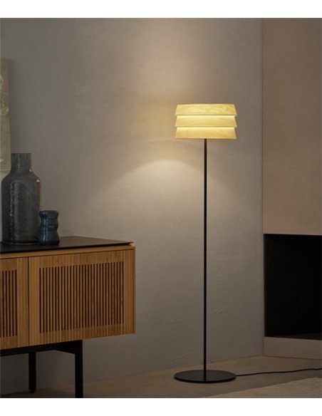 Lámpara de pie Sussex - Punt Mobles - Pantalla de madera, altura: 140 cm