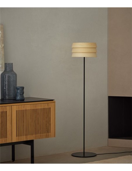 Lámpara de pie Sussex - Punt Mobles - Pantalla de madera, altura: 140 cm