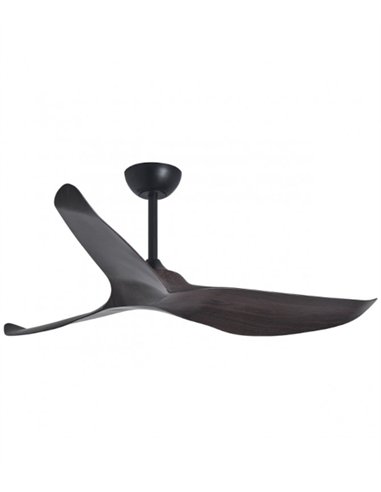 Ventilador de techo exterior sin luz Garden - AJP - Diseño ennegro y madera oscura IP44 con mando a distancia y modo brisa