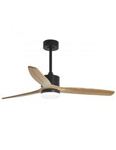 Ventilador de techo con luz Madeira - AJP - Palas de madera natural en acabado negro con mando a distancia 2