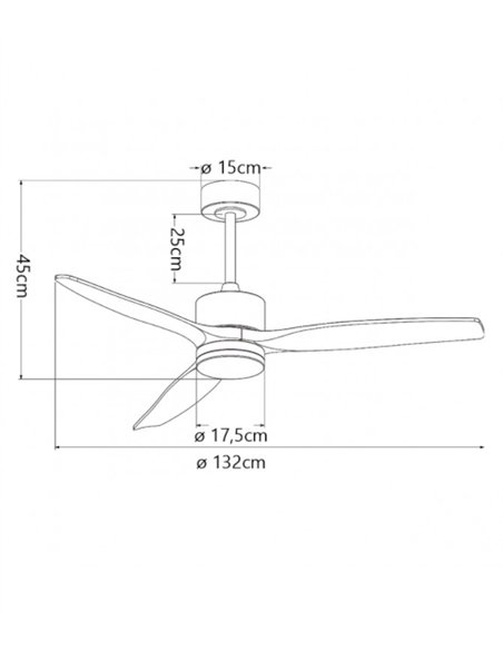 Ventilador de techo con luz Madeira - AJP - Palas de madera natural en acabado negro con mando a distancia