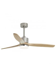 Ventilador de techo con luz Madeira - AJP - Palas de madera natural con acabado níquel satinad, ultrasilencioso 2
