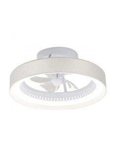 Ventilador de techo plafón con luz Arco - AJP - Pantalla de tela en algodón crudo con motor direccionable