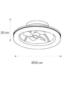 Ventilador de techo plafón con luz Arco - AJP - Pantalla de tela en algodón crudo con motor direccionable 2