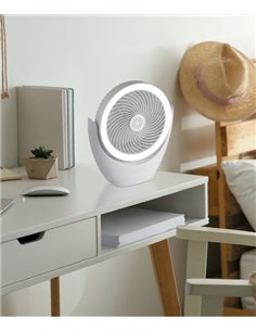 Ventilador de sobremesa Travel - AJP - Ventilador portátil con luz regulable, batería y conexión USB