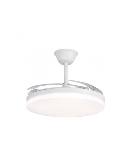 Ventilador de techo con luz Creta - AJP - Blanco con aspas reversibles, luz regulable y mando a distancia