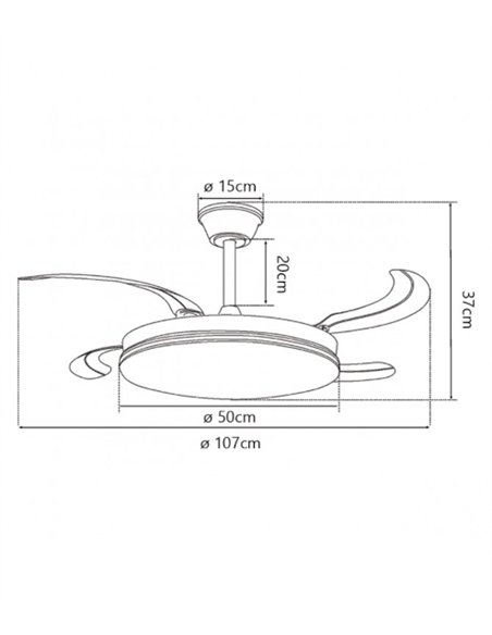 Ventilador de techo con luz Creta - AJP - Blanco con aspas reversibles, luz regulable y mando a distancia