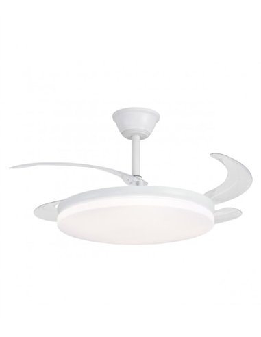 Ventilador de techo con luz Creta - AJP - Blanco con aspas reversibles, luz regulable y mando a distancia