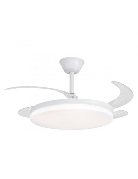 Ventilador de techo con luz Creta - AJP - Blanco con aspas reversibles, luz regulable y mando a distancia