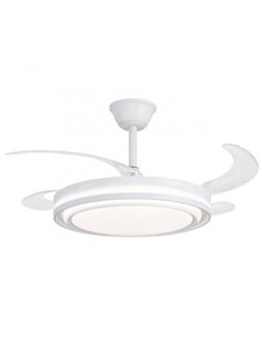 Ventilador de techo con luz Korfu - AJP - Blanco con aspas retráctiles, luz regulable y mando a distancia 2