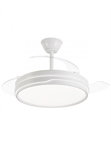 Ventilador con luz Lima - AJP - Blanco con 3 aspas retráctiles y mando a distancia