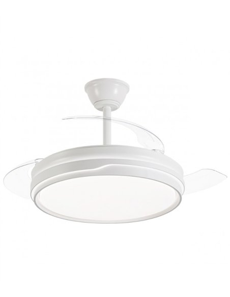 Ventilador con luz Lima - AJP - Blanco con 3 aspas retráctiles y mando a distancia