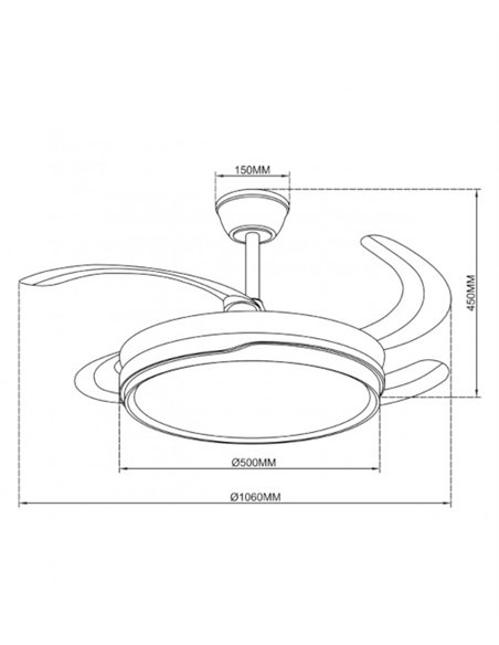 Ventilador de techo con luz Lima - AJP - Blanco con aspas retráctiles, luz regulable y mando a distancia